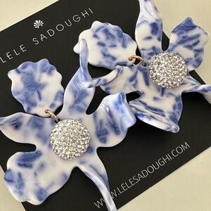 LELE sadoughi large flower crystal drop earrings